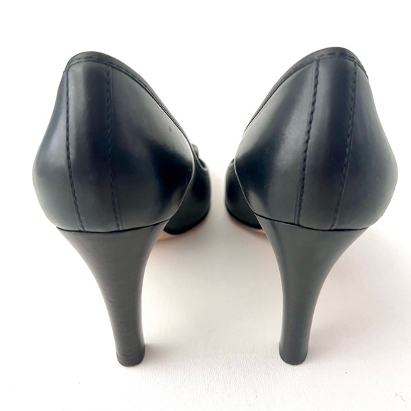 GUCCI | Black Leather GG Interlocking Logo Square Toe Pumps Heels Vintage US 8 - Picture 13 of 14